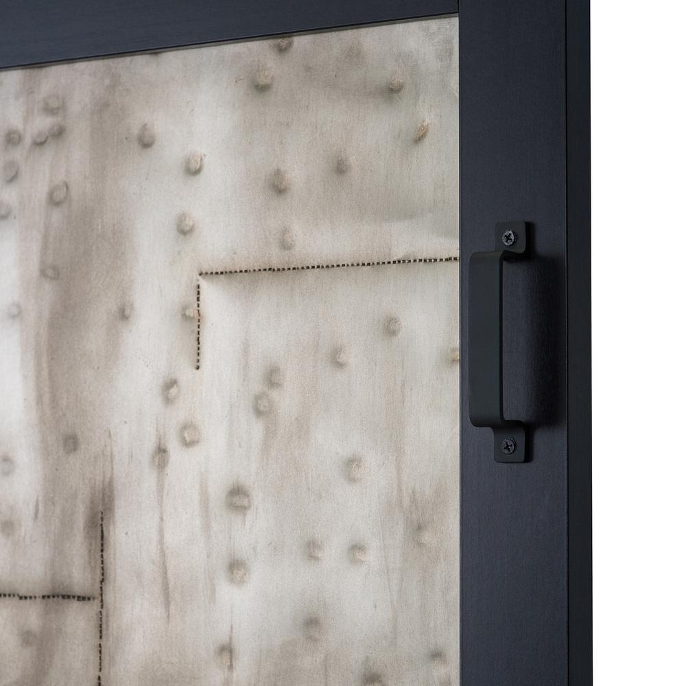 36 in. x 84 in. Metal Works Black Rustic T in. Inserts Solid Core Interior Sliding Barn Door with Rustic Hardware Kit - Super Arbor