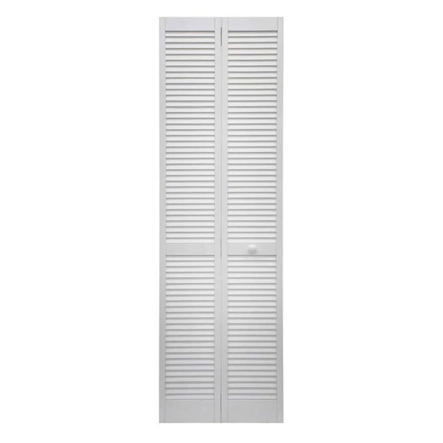 RELIABILT 24-in x 80-in White Louver Solid Core Primed Pine Wood Bifold Door Hardware Included