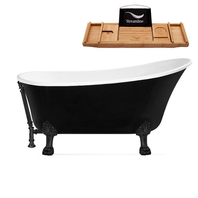 59 in. Acrylic Clawfoot Non-Whirlpool Bathtub in Black - Super Arbor