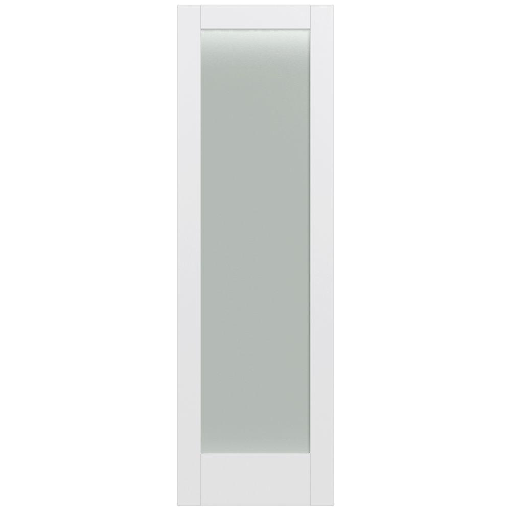 32 in. x 80 in. MODA Primed PMT1011 Solid Core Wood Interior Door Slab w/Translucent Glass - Super Arbor