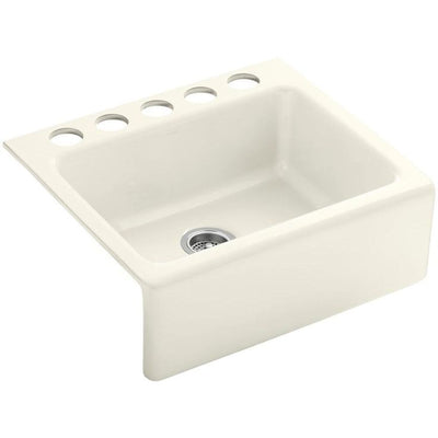 Alcott Undermount Farmhouse Apron-Front Fireclay 25 in. 5-Hole Single Bowl Kitchen Sink in White