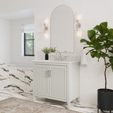 Style Selections Alaia 36-in Muse Gray Undermount Single Sink Bathroom Vanity with White Engineered Stone Top