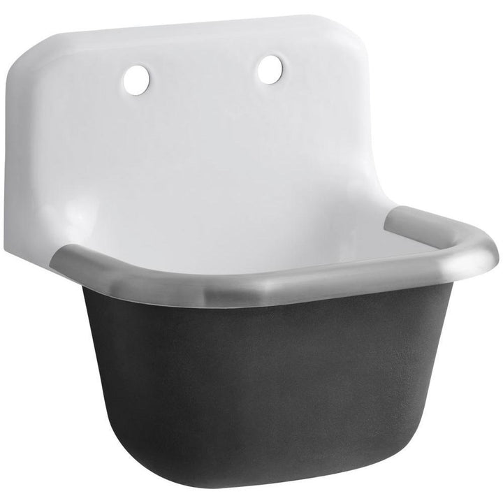 Bannon 22-1/4 in. x 18-1/4 in. Cast Iron 2-Hole Wall Mount Utility, Laundry, Service Sink in White - Super Arbor