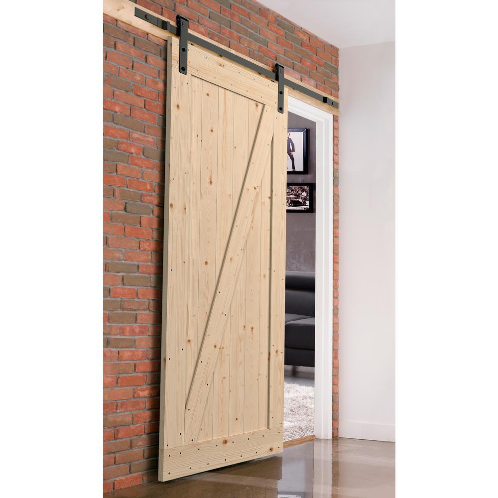 36 in. x 84 in. Canadian Hemlock Unfinished Sliding Barn Door with Hardware Kit - Super Arbor