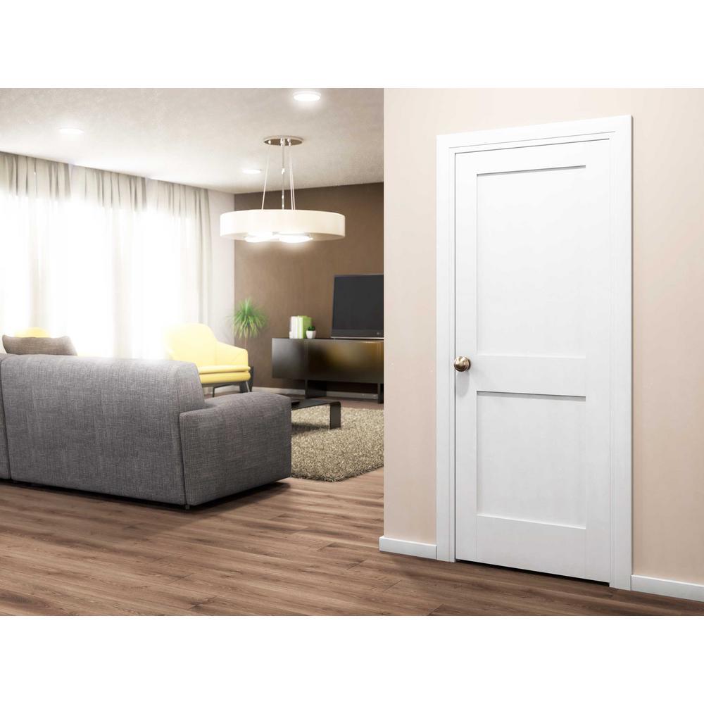30 in. x 80 in. x 1-3/8 in. Shaker White Primed 2-Panel Solid Core Wood Interior Slab Door - Super Arbor