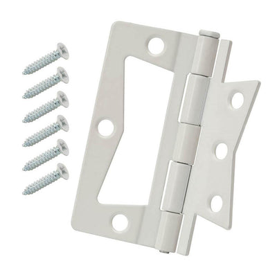 1-1/4 in. x 3 in. White Non-Mortise Hinges (2-Pack) - Super Arbor