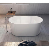 56 in. Acrylic Center Drain Oval Flatbottom Freestanding Bathtub in White - Super Arbor