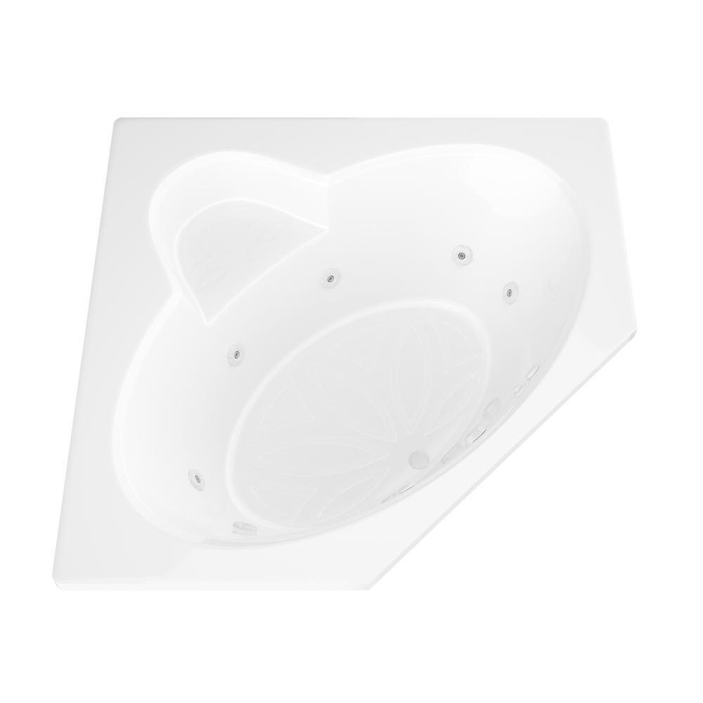 Malachite 5 ft. Acrylic Corner Drop-in Whirlpool Bathtub in White - Super Arbor