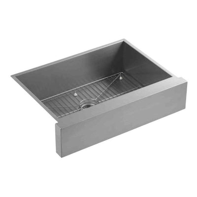 Vault Farmhouse Undermount Apron Front Stainless Steel 36 in. Single Bowl Kitchen Sink Kit with Basin Rack