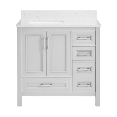 allen + roth Crest Hill 36-in Light Gray Undermount Single Sink Bathroom Vanity with Engineered Carrara Marble Top