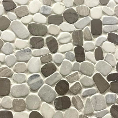 Mixed Warm Blend 12-in x 12-in Honed Natural Stone Marble Pebble Floor and Wall Tile (9.6-sq. ft/ Carton)