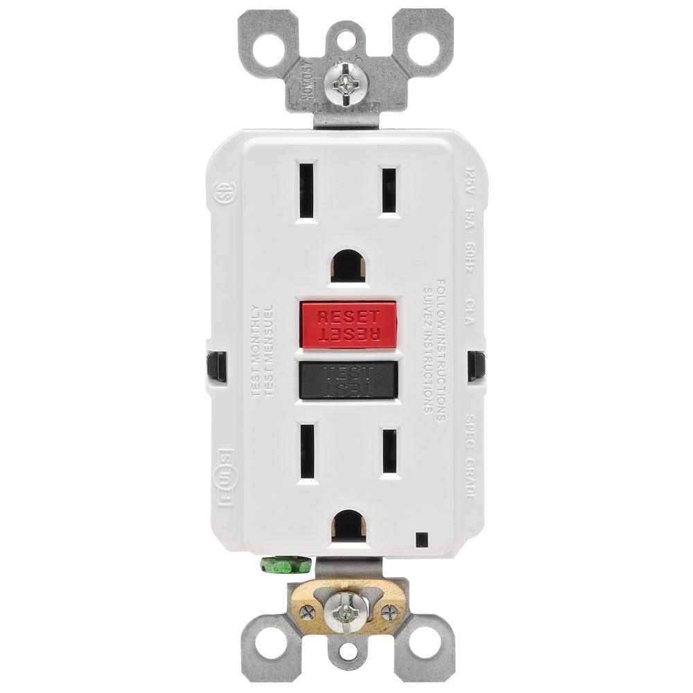 15 Amp 125-Volt Self-Test Tamper Resistant GFCI Outlet, White - Super Arbor
