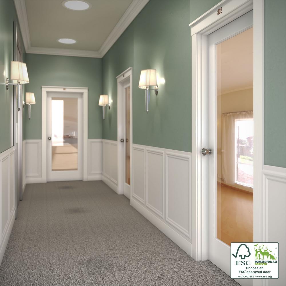 28 in. x 80 in. 1-Lite Clear Glass True Divided White Finished Solid Core Wood French Interior Door Slab - Super Arbor