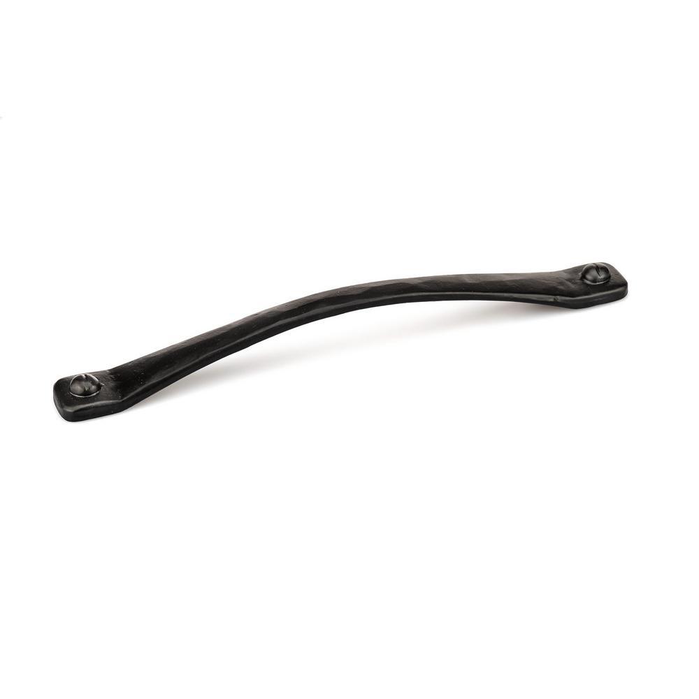 5-1/16 in. (128 mm) Center-to-Center Matte Black Forged Iron Traditional Barn Door Pull - Super Arbor