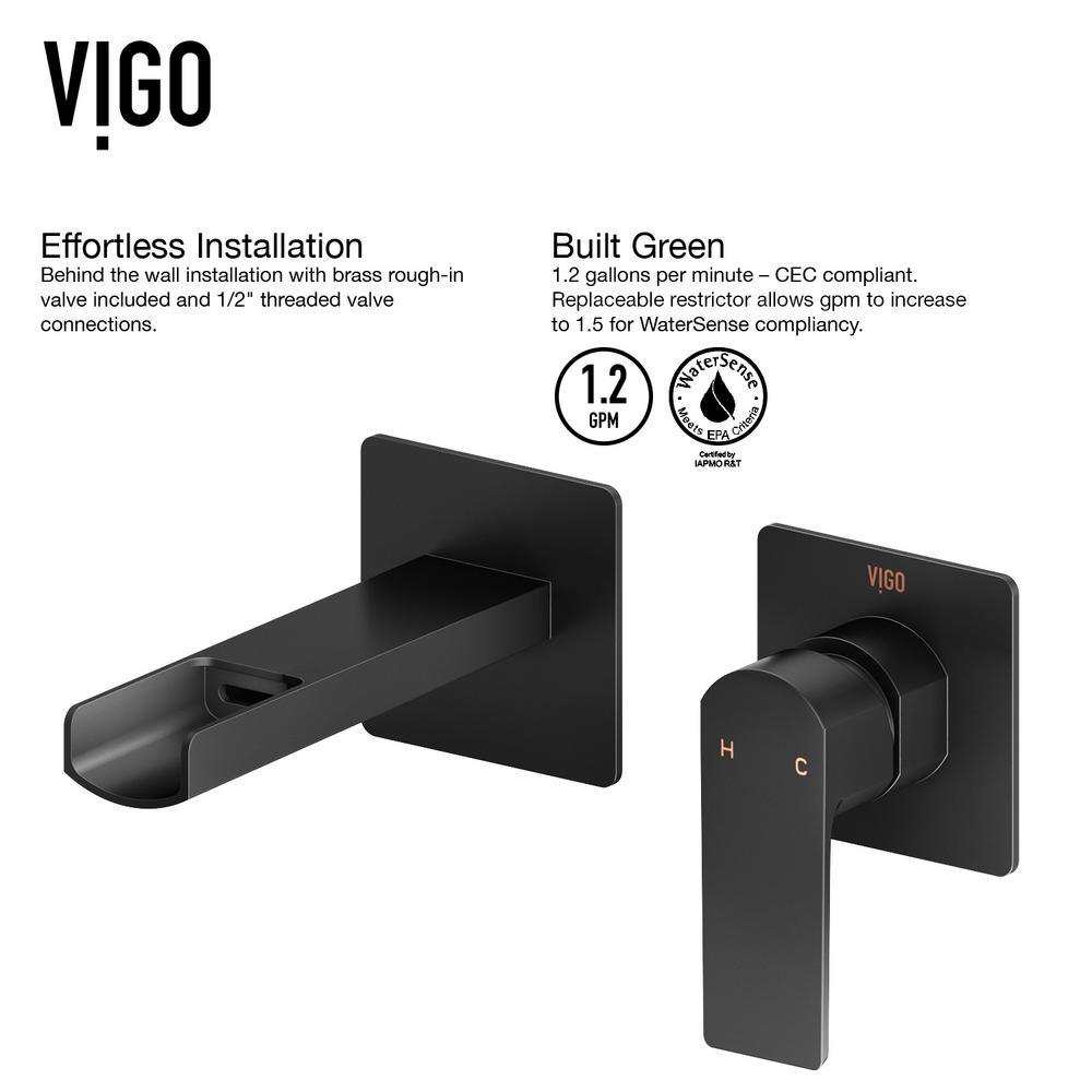 Marigold White Matte Stone Vessel Bathroom Sink Set with Atticus Wall Mount Faucet in Matte Black - Super Arbor