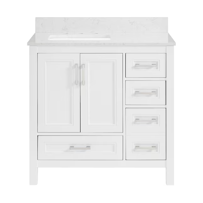 allen + roth Crest Hill 36-in White Undermount Single Sink Bathroom Va ...