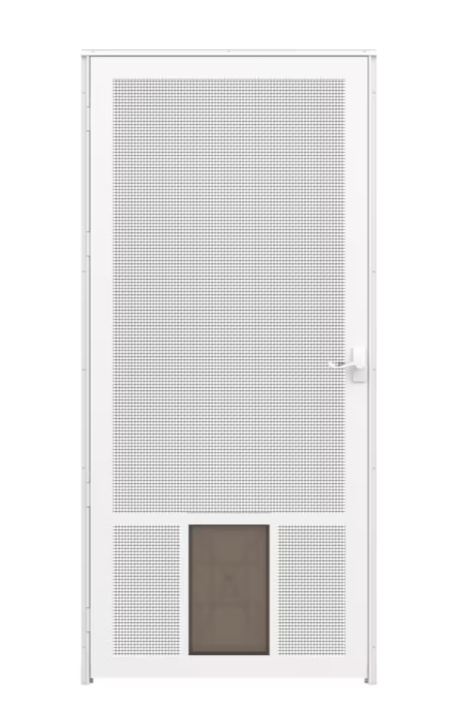 LARSON Pet Breeze 32-in x 81-in White Aluminum Hinged Screen Door