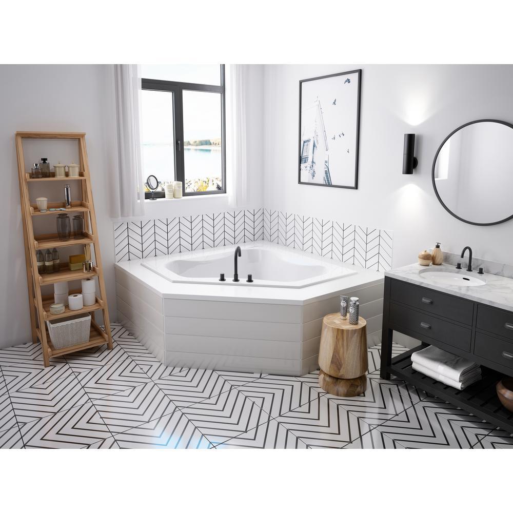 PROJECTA 60 in. x 60 in. Acrylic Drop-in Corner Soaking Bathtub in White - Super Arbor