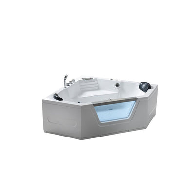 Marbella 59 in. Acrylic Right Drain Corner Alcove Whirlpool Bathtub in White - Super Arbor