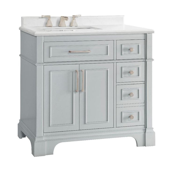 Melpark 36 in. W x 22 in. D Bath Vanity in Dove Grey with Cultured Marble Vanity Top in White with White Sink