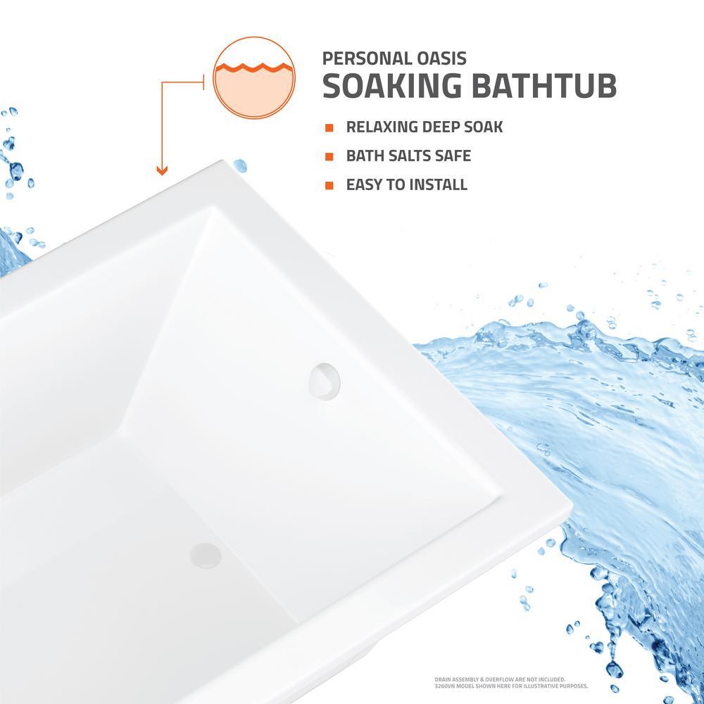 Malachite 5 ft. Acrylic Center Drain Corner Drop-in Non-Whirlpool Bathtub in White - Super Arbor