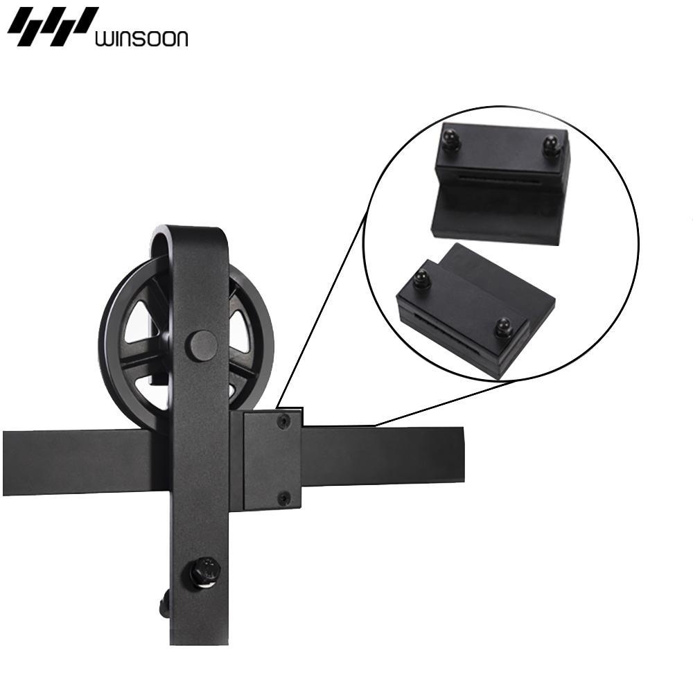 6 ft. /72 in. Frosted Black Sliding Barn Door Track and Hardware Kit for Single with Non-Routed Floor Guide - Super Arbor