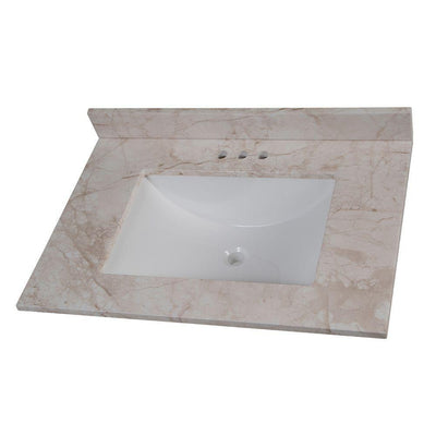 31 in. W x 22 in. D Stone Effects Vanity Top in Dune with White Sink - Super Arbor