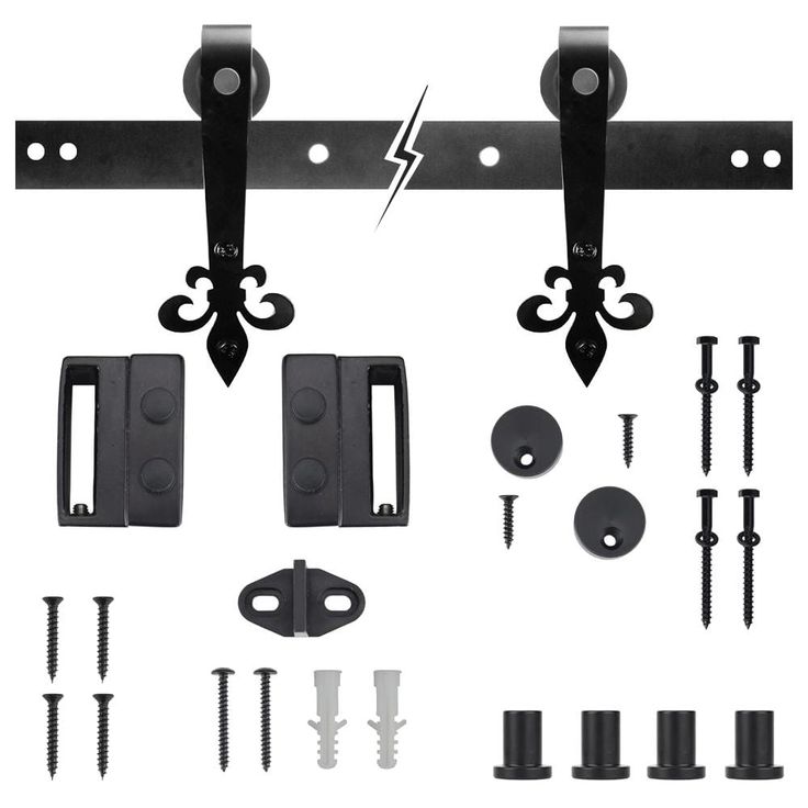 72 in. Dark Oil-Rubbed Bronze Fleur-De-Lis Sliding Barn Door Track and Hardware Kit