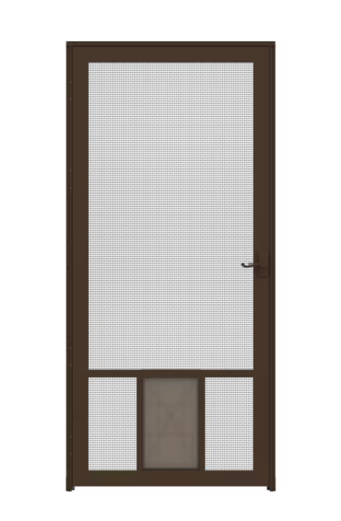 LARSON Pet Breeze 32-in x 81-in Brown Aluminum Hinged Screen Door