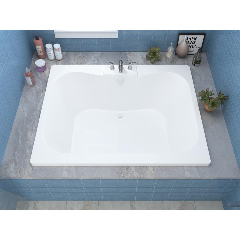 Rhode 5 ft. Acrylic Center Drain Rectangular Drop-in Non-Whirlpool Bathtub in White - Super Arbor