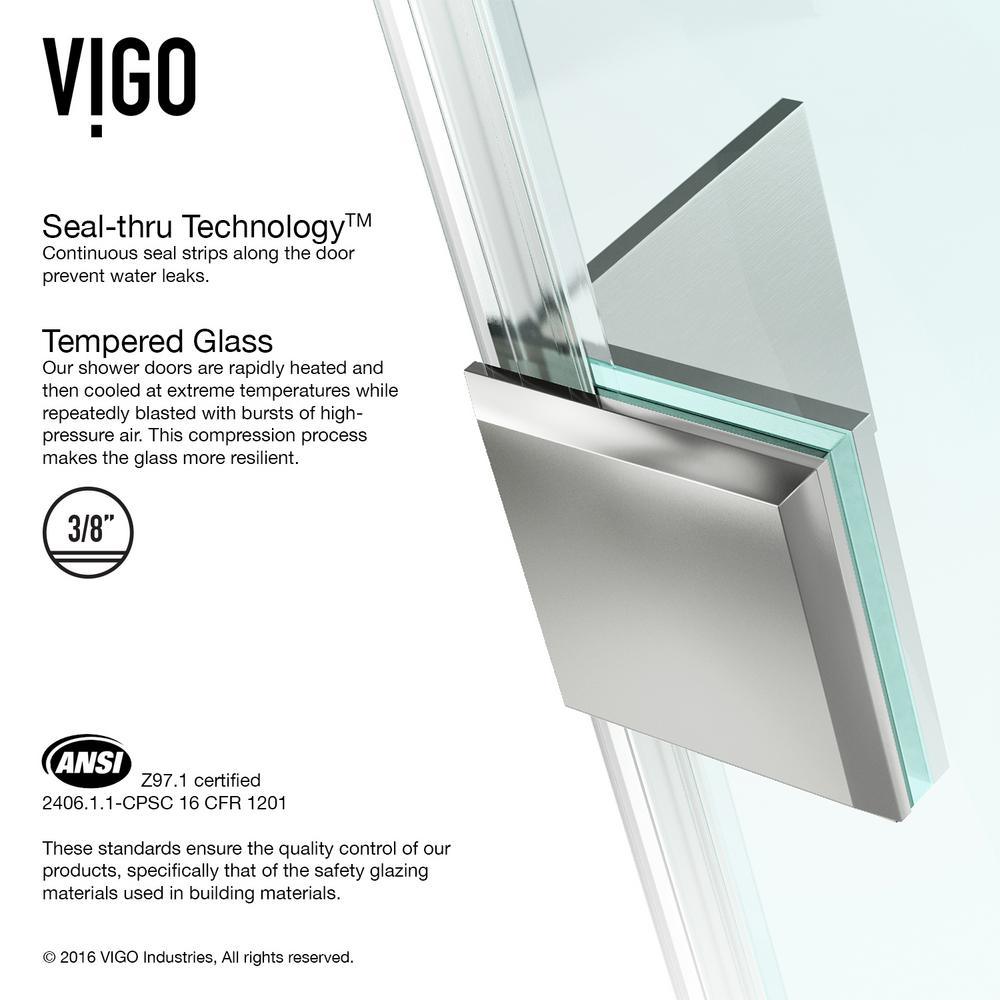 Piedmont 36.125 in. x 73.375 in. Frameless Neo-Angle Hinged Corner Shower Enclosure in Brushed Nickel with Clear Glass - Super Arbor