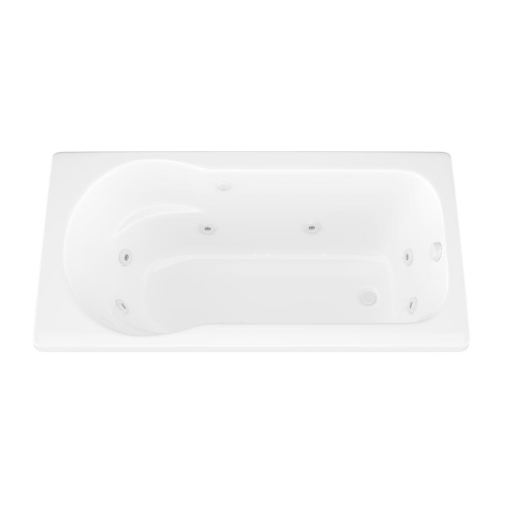 Zircon 5 ft. Right Drain Rectangular Drop-in Whirlpool Bathtub in White - Super Arbor