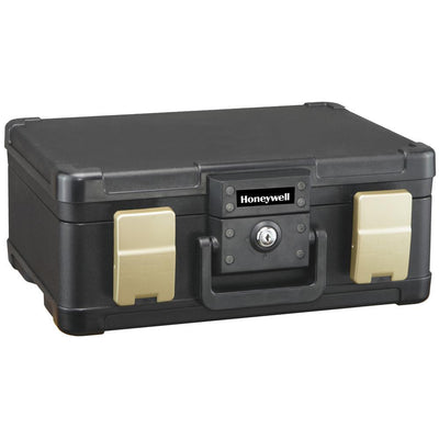 0.24 cu. ft. Molded Fire Resistant and Waterproof Portable Chest with Carry Handle, Key and Double Latch Lock
