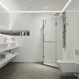 Piedmont 36.125 in. x 73.375 in. Frameless Neo-Angle Hinged Corner Shower Enclosure in Brushed Nickel with Clear Glass - Super Arbor