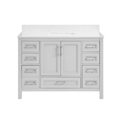 allen + roth Crest Hill 48-in Light Gray Undermount Single Sink Bathroom Vanity with Engineered Carrara Marble Top