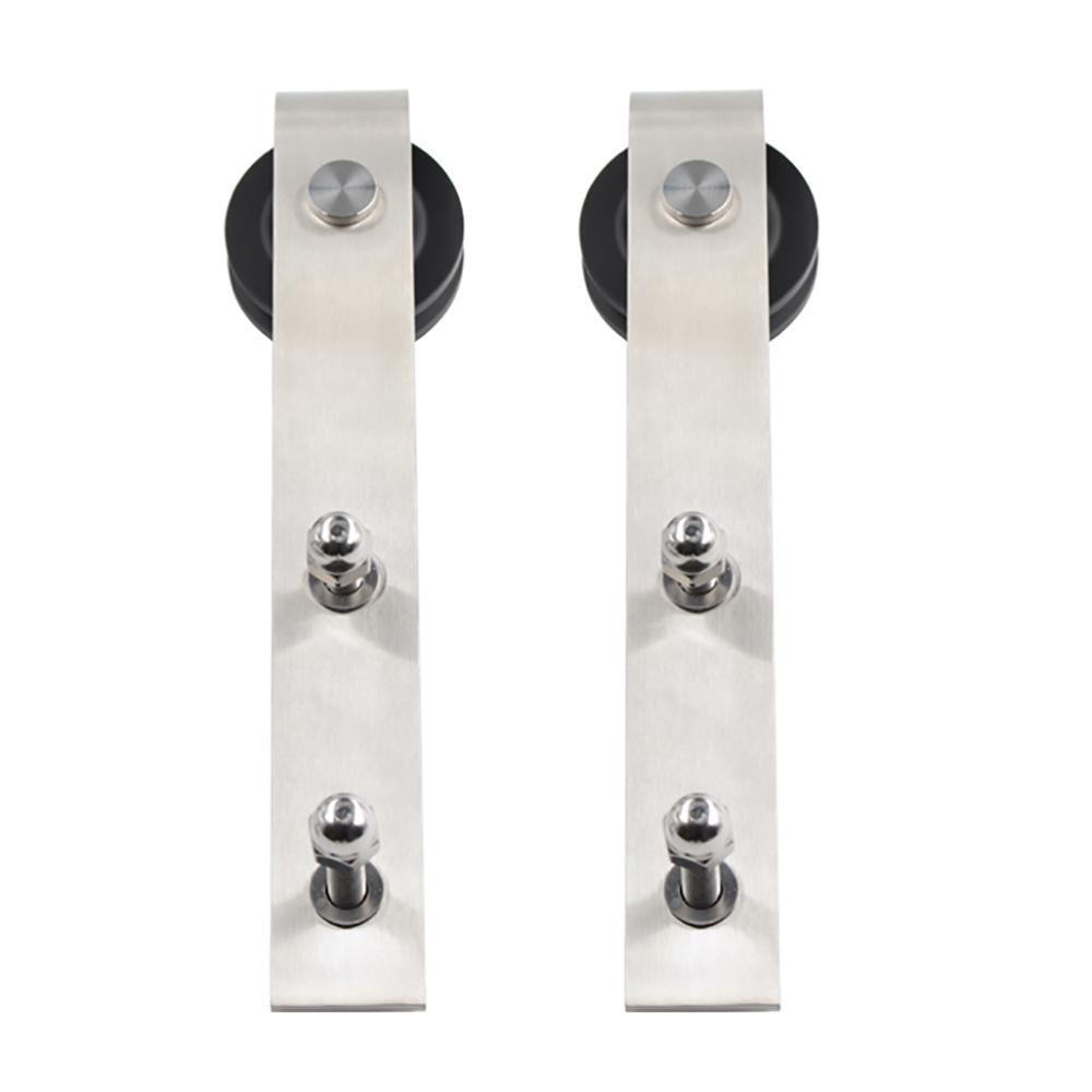 6 ft./72 in. Stainless Steel Sliding Bypass Barn Door Hardware Track Kit for Double Doors Non-Routed Floor Guide - Super Arbor