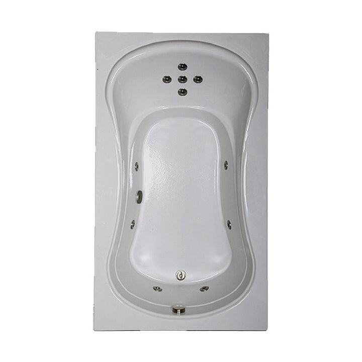 72 in. Rectangular Drop-in Whirlpool Bathtub in White - Super Arbor