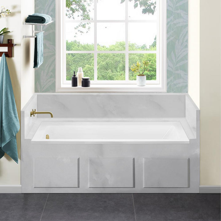 Voltaire 60 x 30 in. Acrylic Left-Hand Drain with Integral Tile Flange Rectangular Drop-in Bathtub in White - Super Arbor