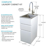 All-in-One 15.5 in. x 22.4 in. x 34.9 in. Metal Drop-In Laundry/Utility Sink and Cabinet in White - Super Arbor
