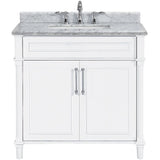 Aberdeen 24 in. W x 20 in. D Bath Vanity in White with Carrara Marble Top with White Sink - Super Arbor