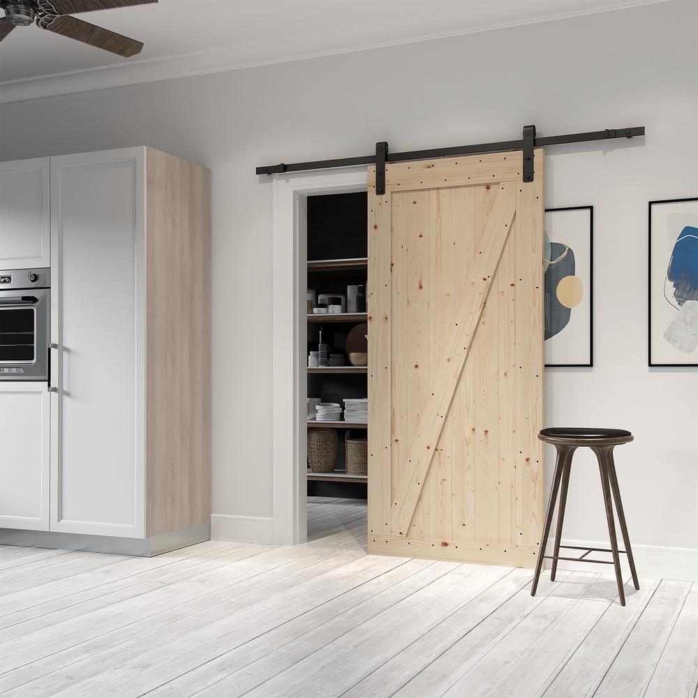 36 in. x 84 in. Canadian Hemlock Unfinished Sliding Barn Door with Hardware Kit - Super Arbor