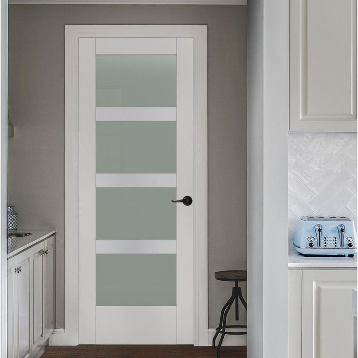 32 in. x 80 in. MODA Primed PMT1044 Solid Core Wood Interior Door Slab w/Translucent Glass