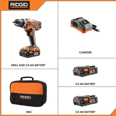 18-Volt Cordless 2-Speed 1/2 in. Compact Drill/Driver Kit with Bonus 2 AH (2PK) Batteries