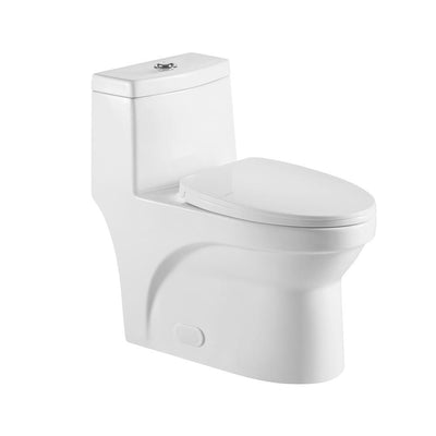 12 in. Rough-In 1-piece 1.1/ 1.6 GPF Dual Flush Elongated Siphonic Jet Toilet in White, Seat Included - Super Arbor