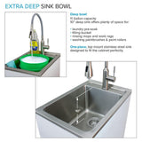 All-in-One 15.5 in. x 22.4 in. x 34.9 in. Metal Drop-In Laundry/Utility Sink and Cabinet in White - Super Arbor