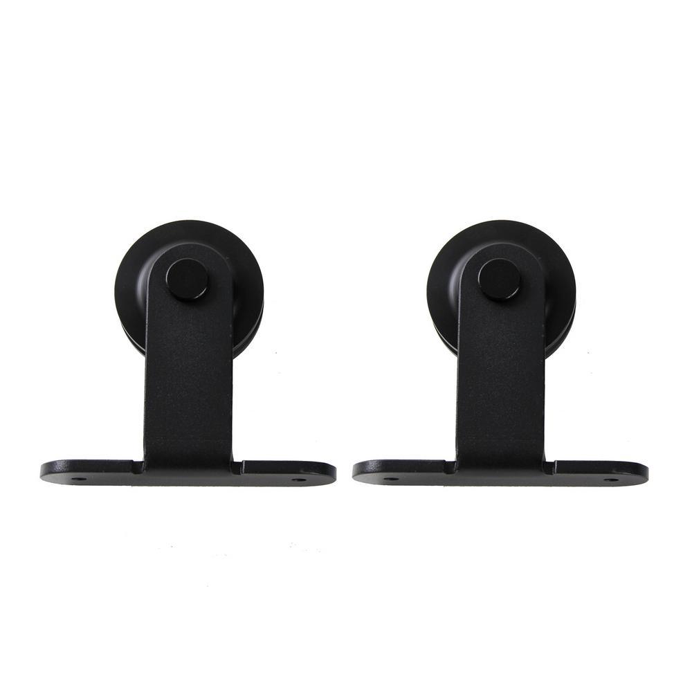 6 ft./72 in. Top Mount Sliding Barn Door Hardware Track Kit for Double Doors with Non-Routed Floor Guide Frosted Black - Super Arbor