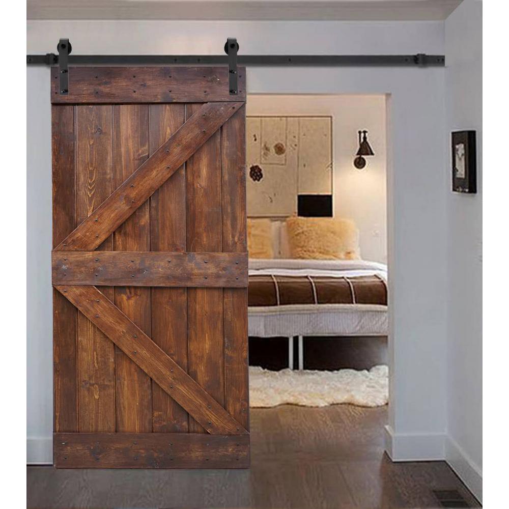 36 in x 84 in K Series DIY Dark Walnut Finished Knotty Pine Wood Barn Door Slab - Super Arbor