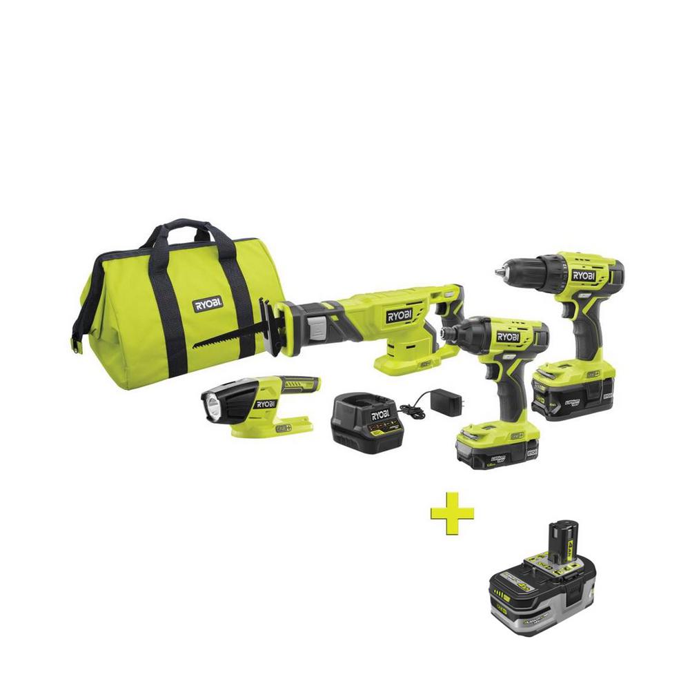 18-Volt ONE+ Lithium-Ion Cordless 6-Tool Combo Kit with (2) Batteries, Charger, and Bag - Super Arbor