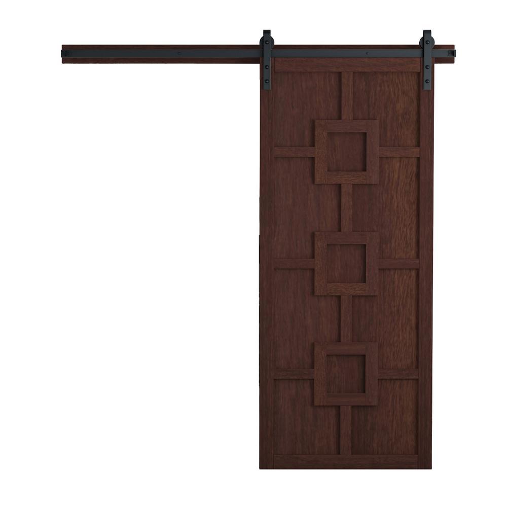 42 in. x 84 in. Mod Squad Bright White Wood Sliding Barn Door with Hardware Kit - Super Arbor