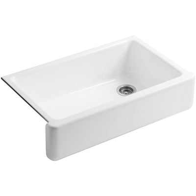 Whitehaven Undermount Farmhouse Apron Front Cast Iron 36 in. Single Bowl Kitchen Sink in White - Super Arbor